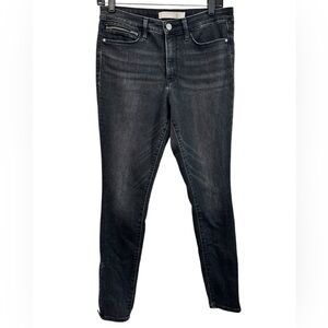 Athleta Mid Rise Skinny Jeans Black Zipper‎ Ankle Detail Size 8